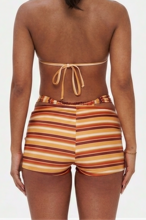 Retro Sunset Striped Boyshort Bikini
