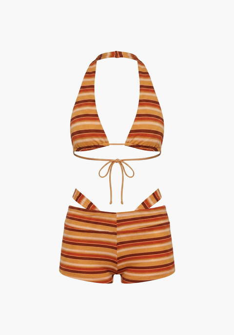 Retro Sunset Striped Boyshort Bikini