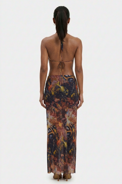 Mystic Print Plunge Cutout Dress