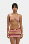 Sunset Stripe Halter Bikini and Mini Skirt Set