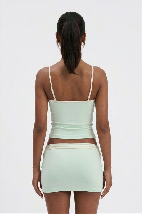 Contrast Binding Cami and Mini Skirt Set