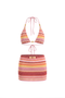 Sunset Stripe Halter Bikini and Mini Skirt Set