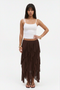 Asymmetrical Cascading Ruffle Long Skirt