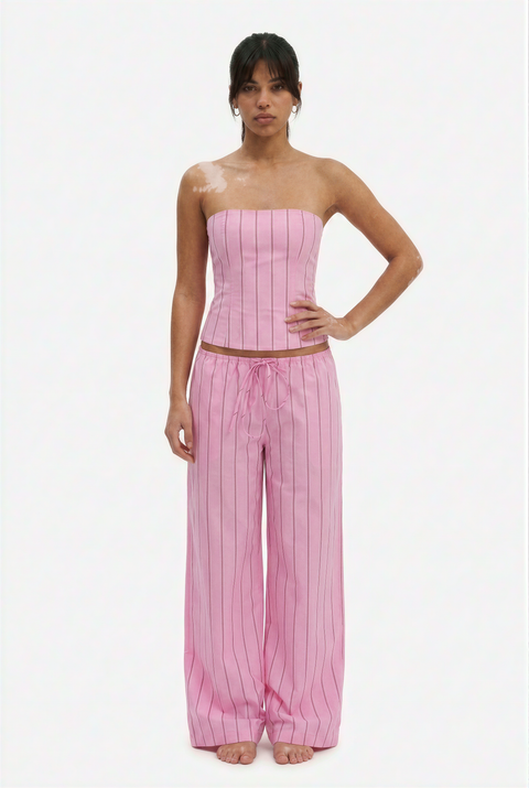 Striped Strapless Corset and Wide-Leg Trouser Set