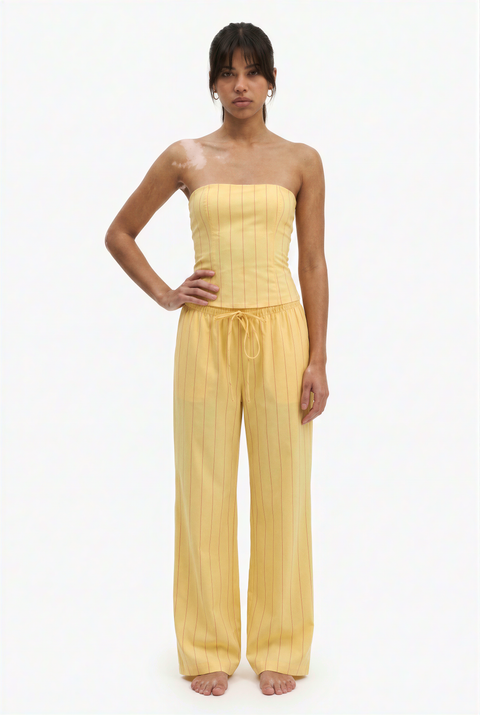 Striped Strapless Corset and Wide-Leg Trouser Set