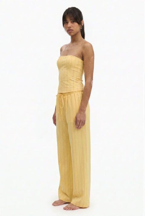 Striped Strapless Corset and Wide-Leg Trouser Set
