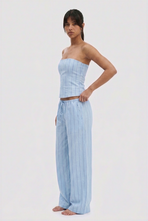Striped Strapless Corset and Wide-Leg Trouser Set