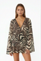 Animal Print Smocked Waist Ruffle Mini Dress