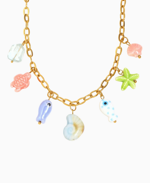 Whimsical Tropical Sea Life Charm Necklace