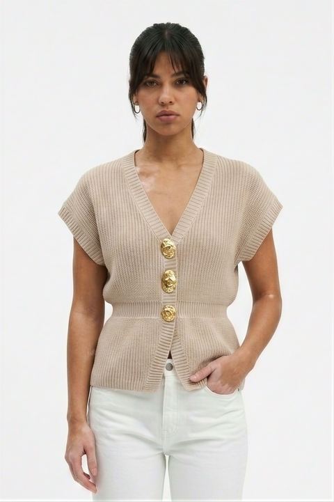Ribbed Knit Sleeveless Peplum Top