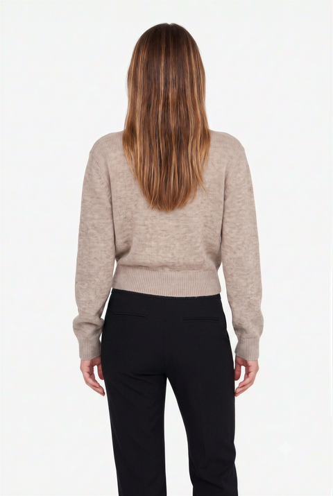 Heather Grey V-Neck Knit Wrap Sweater