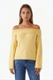 Pastel Yellow Ribbed Off-the-Shoulder Knit Sweater