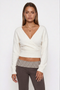 Ivory Cropped V-Neck Wrap Sweater