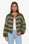 Chunky Two-Tone Striped Knit Cardigan