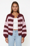 Chunky Two-Tone Striped Knit Cardigan