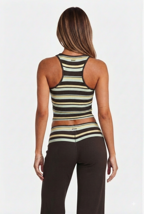Multi-Color Striped Racerback Lounge Pants Set