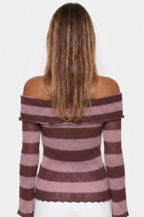 Striped Off-the-Shoulder Knit Top