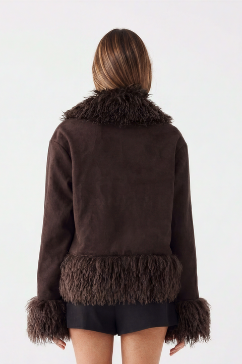 Shearling Trimmed Suede Jacket