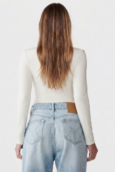 Deep Cowl Neck Long Sleeve Bodysuit