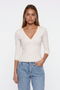 V-Neck Wrap-Front Three-Quarter Sleeve Top