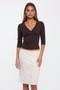 V-Neck Wrap-Front Three-Quarter Sleeve Top
