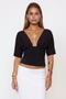 Plunging V-Neck Short Sleeve Top
