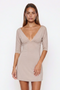 Baby Pink V-Neck Empire Waist Mini Dress