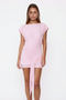 Light Pink Front-Tie Short Sleeve Mini Dress