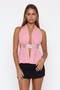 Pink Sequin Waist Halter Top