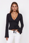Lace-Trim Wrap Top