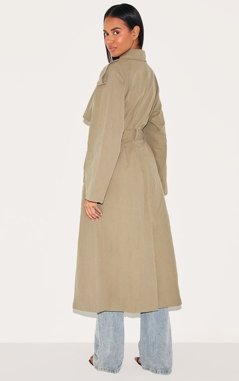 Khaki Belt Jacket | | S | Agnese Studios