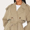Khaki Belt Jacket | | S | Agnese Studios