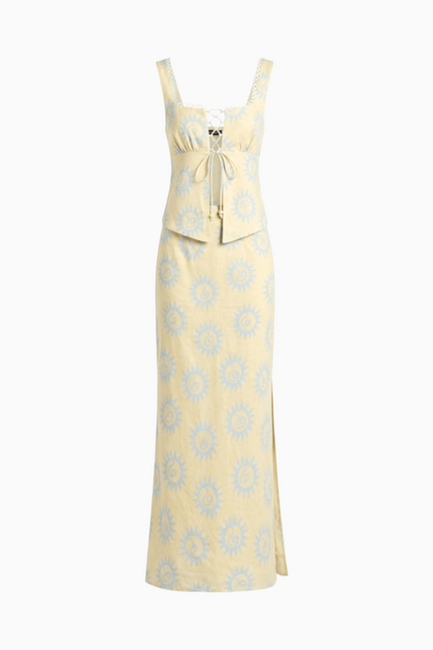 Sage Green Printed Two-Piece Set