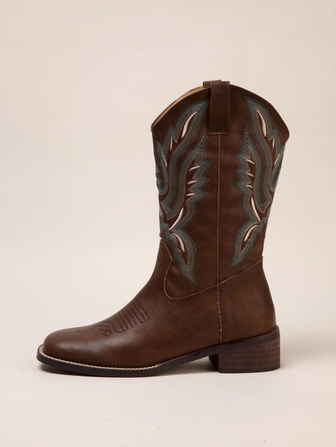 Miley Cowboy Boots | | Brown | Agnese Studios