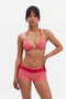 Retro Berry Striped Boyshort Bikini