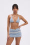 Sunset Stripe Halter Bikini and Mini Skirt Set
