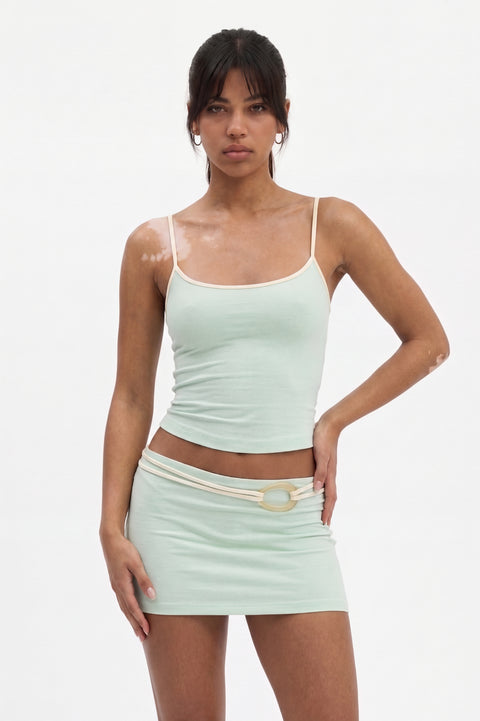 Contrast Binding Cami and Mini Skirt Set