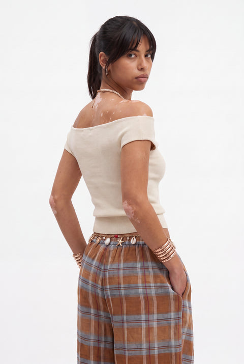 Plaid Wide-Leg Relaxed Pants