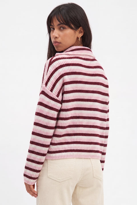 Ribbed Knit Full-Zip High-Neck Cardigan