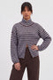 Ribbed Knit Full-Zip High-Neck Cardigan