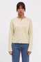 Striped Knit Button-Front Crewneck Cardigan