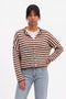 Brown Striped Knit Cardigan