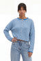 Blue Striped Knit Button-Front Cardigan