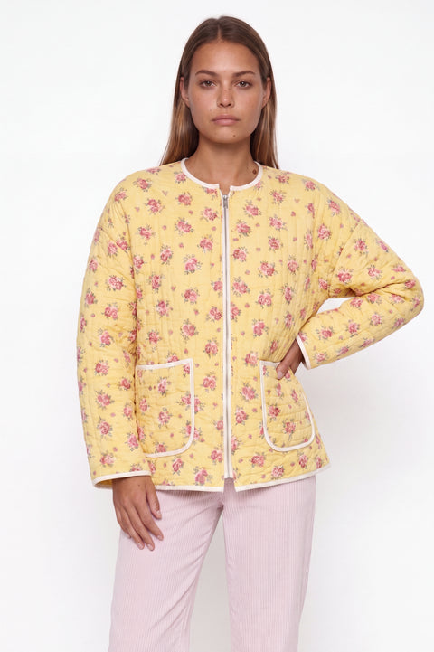Charming Quilted Floral Liner Jacket