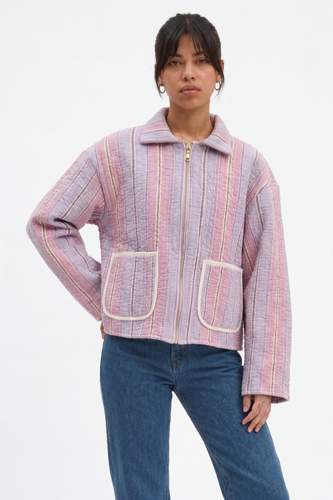 Pastel Stripe Quilted Jacket