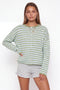Cozy Striped Cashmere-Blend Cardigan Pink & Grey