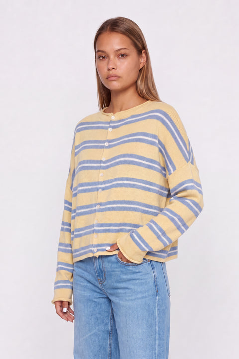 Relaxed Striped Cashmere-Blend Cardigan