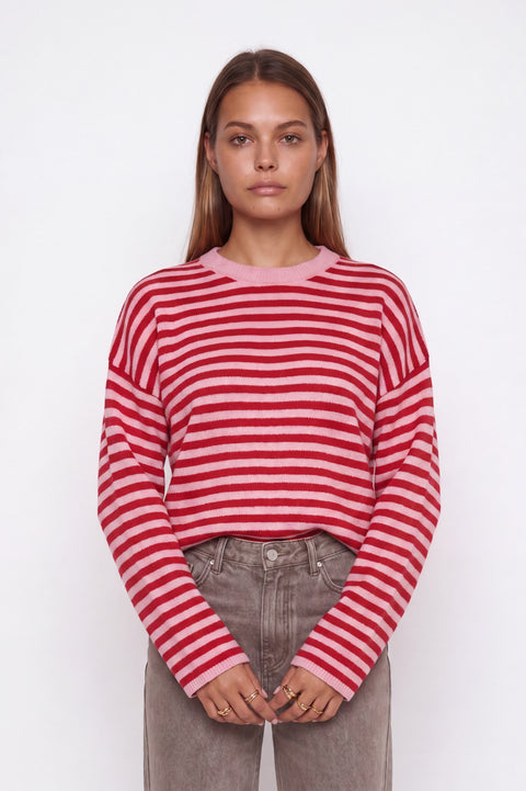 Oversized Striped Knit Crewneck Sweater