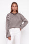 Oversized Striped Knit Crewneck Sweater