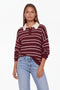Oversized Burgundy Striped Polo Knit Sweater